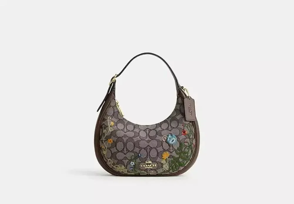 NWT B2-013Coach Emily Shoulder Bag In SignatureJacquardWithFloralEmbroideryCDX19